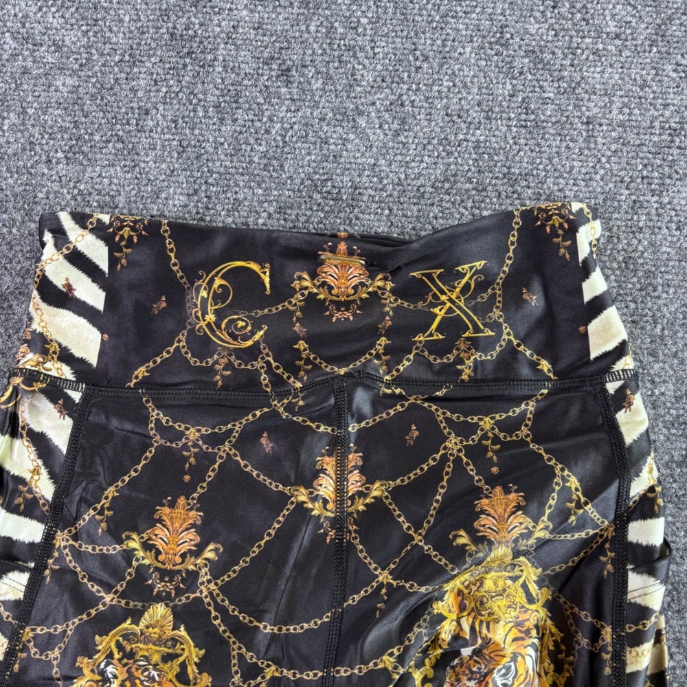 Camilla Leggings Womens XS Black Gold Baroque Animal Print High Rise Activewear - Picture 3 of 10